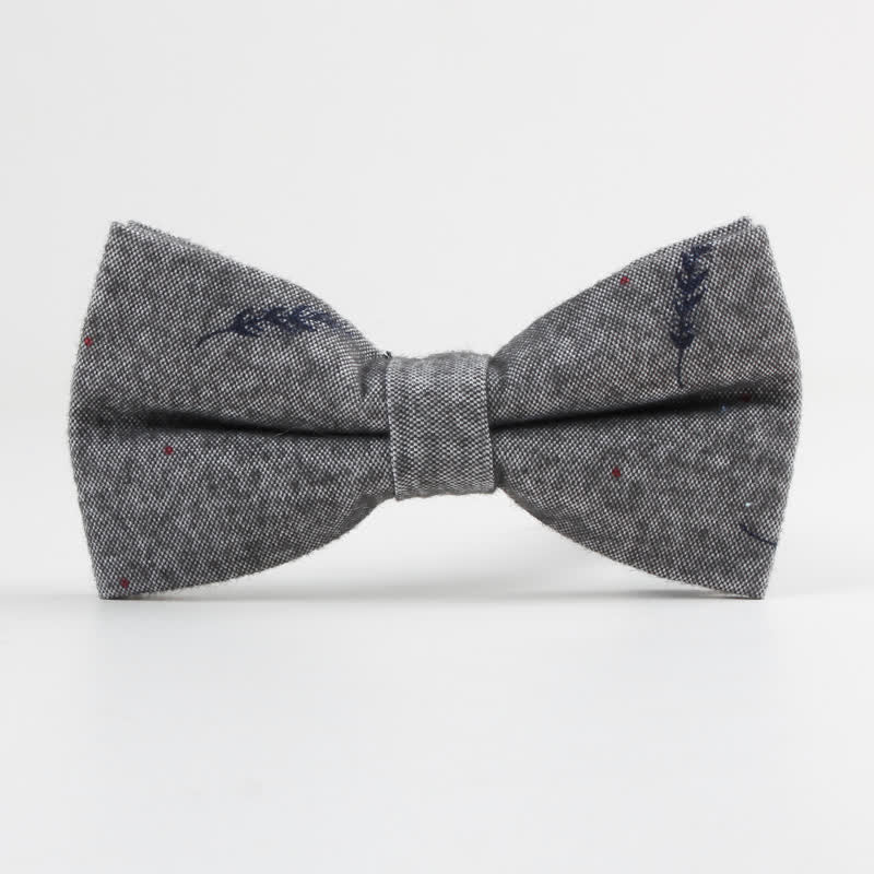Men's Lovely Birds Feather Printed Cotton Bow Tie - Feather - Gray - image 15