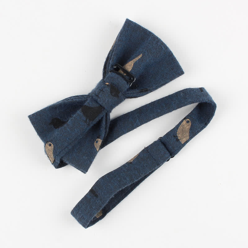 Men's Lovely Birds Feather Printed Cotton Bow Tie - image 6
