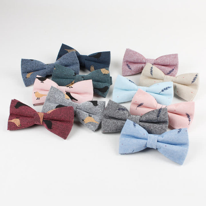 Men's Lovely Birds Feather Printed Cotton Bow Tie - image 2