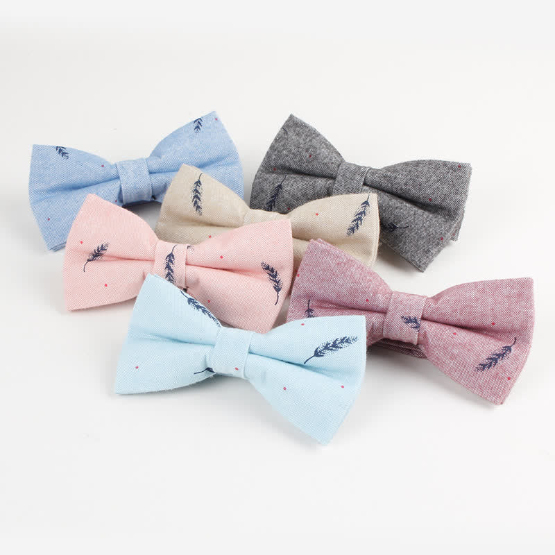 Men's Lovely Birds Feather Printed Cotton Bow Tie - image 13