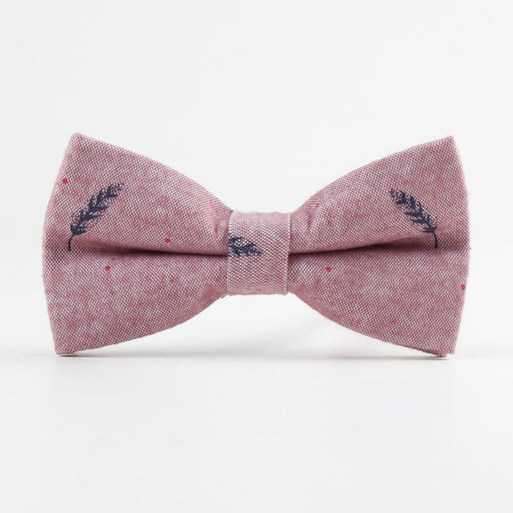 Men's Lovely Birds Feather Printed Cotton Bow Tie - Feather - PaleVioletRed - image 16