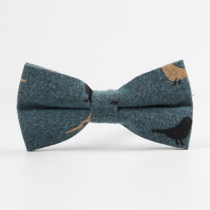 Men's Lovely Birds Feather Printed Cotton Bow Tie - Bird - DarkCyan - image 10