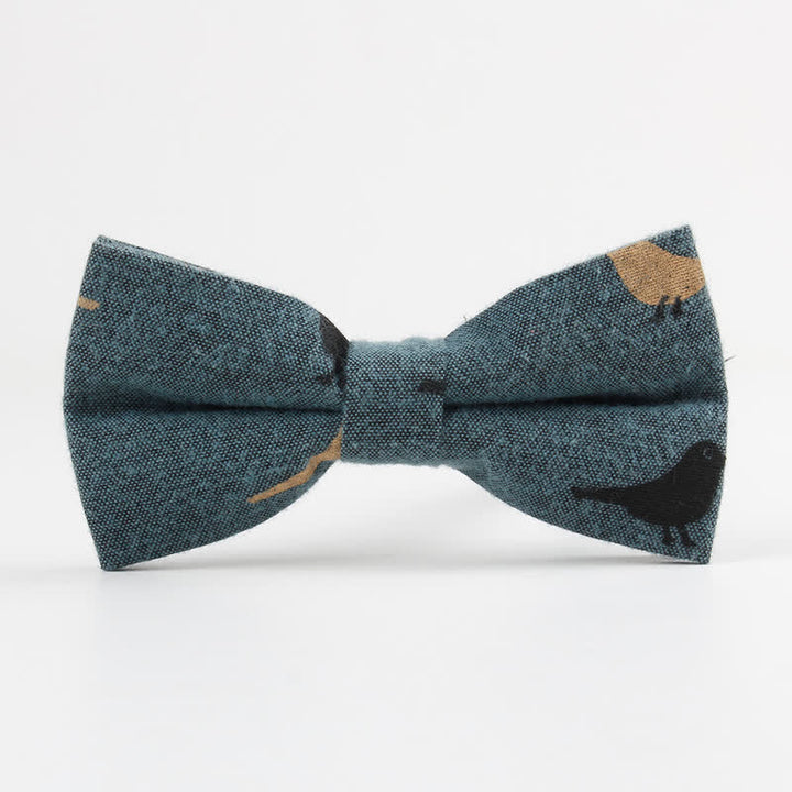 Men's Lovely Birds Feather Printed Cotton Bow Tie - Bird - DarkCyan - image 10