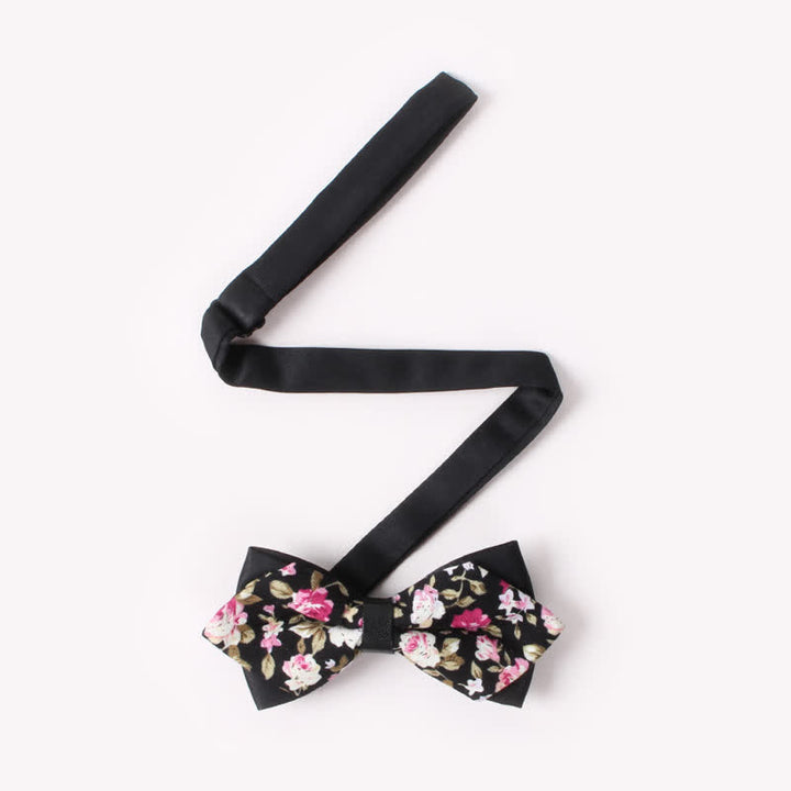 Men's Floral Double Layers Pointed Cotton Bow Tie - image 2