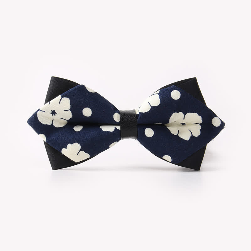 Men's Floral Double Layers Pointed Cotton Bow Tie - Style #7 - image 11