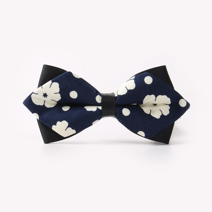 Men's Floral Double Layers Pointed Cotton Bow Tie - Style #7 - image 11