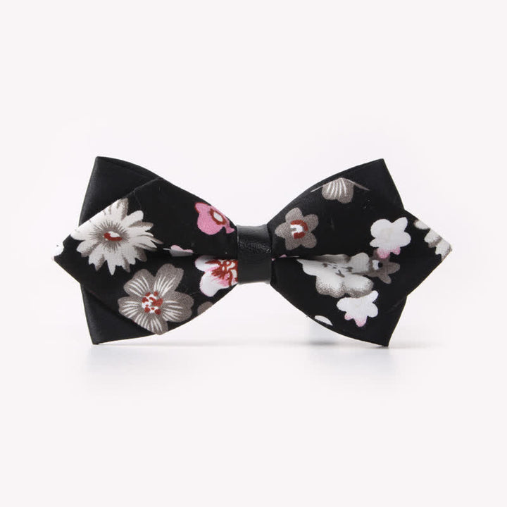 Men's Floral Double Layers Pointed Cotton Bow Tie - Style #23 - image 27