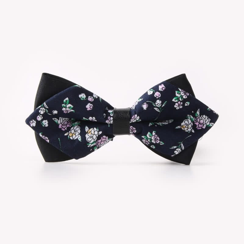 Men's Floral Double Layers Pointed Cotton Bow Tie - Style #26 - image 30