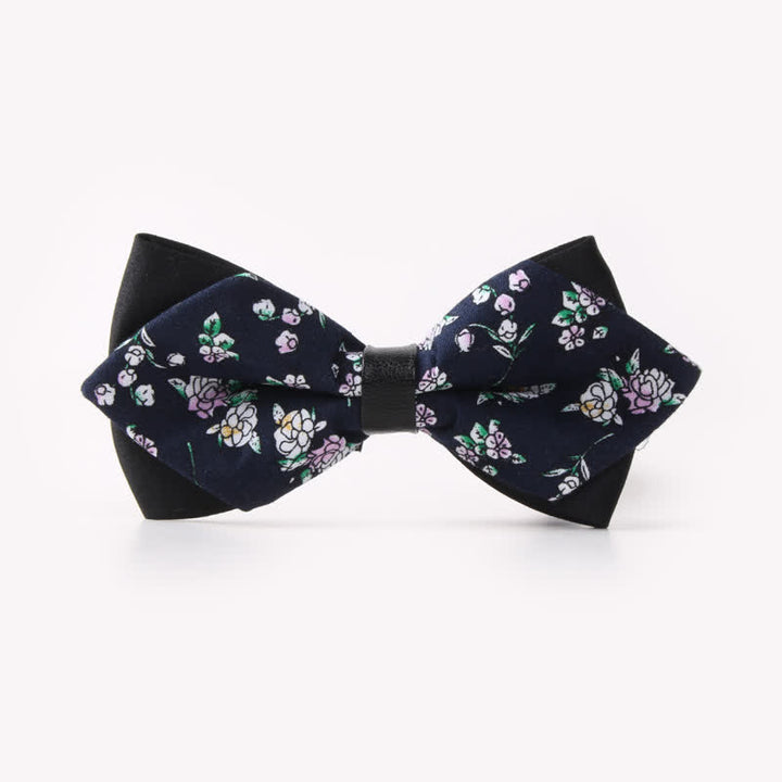 Men's Floral Double Layers Pointed Cotton Bow Tie - Style #26 - image 29