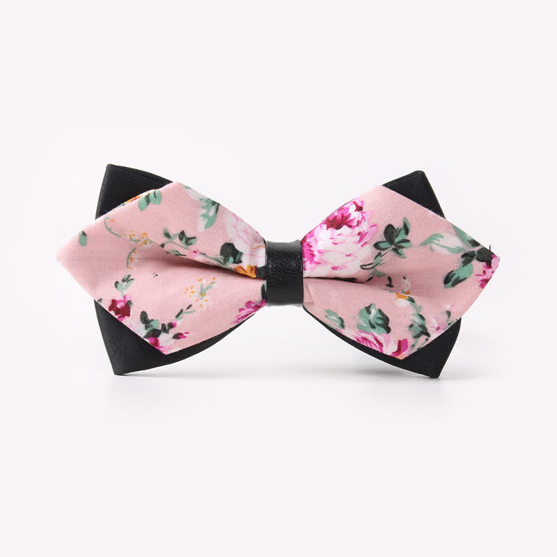 Men's Floral Double Layers Pointed Cotton Bow Tie - Style #30 - image 34