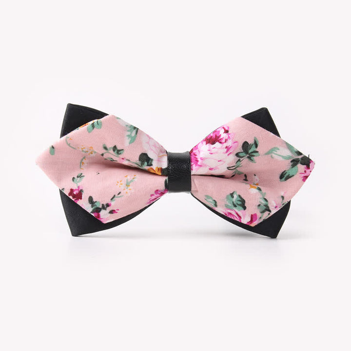 Men's Floral Double Layers Pointed Cotton Bow Tie - Style #30 - image 34
