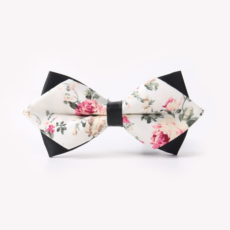 Men's Floral Double Layers Pointed Cotton Bow Tie - Style #29 - image 32