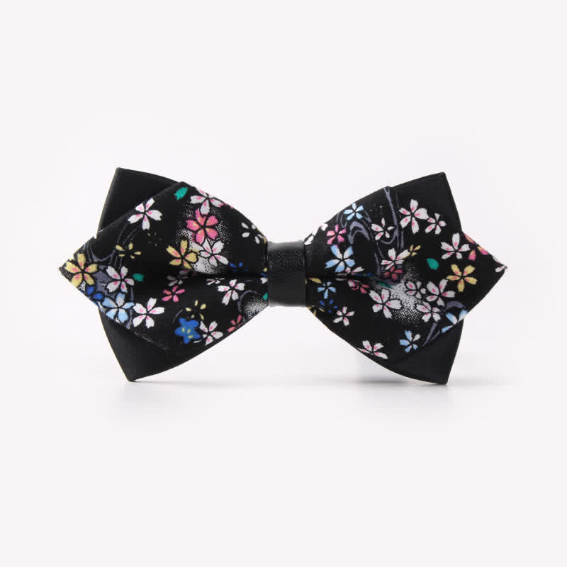 Men's Floral Double Layers Pointed Cotton Bow Tie - Style #10 - image 13