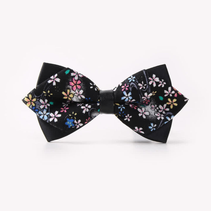 Men's Floral Double Layers Pointed Cotton Bow Tie - Style #10 - image 13