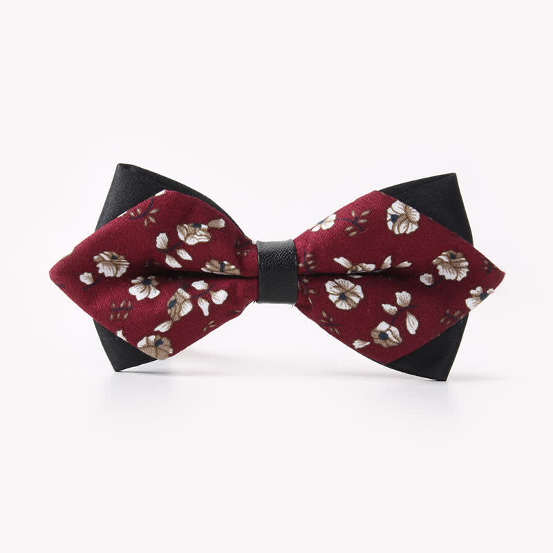 Men's Floral Double Layers Pointed Cotton Bow Tie - Style #2 - image 5