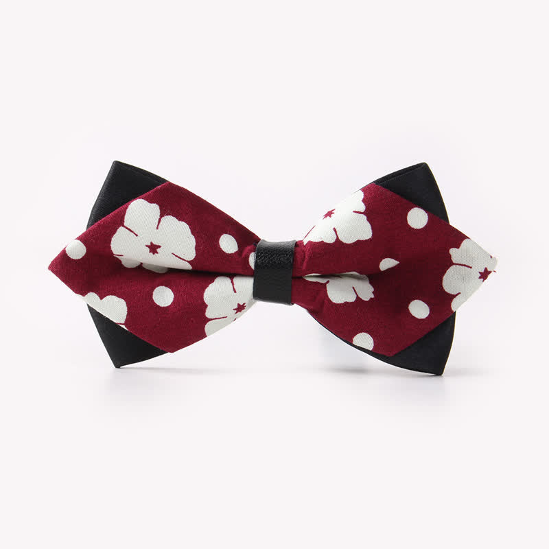 Men's Floral Double Layers Pointed Cotton Bow Tie - Style #8 - image 11