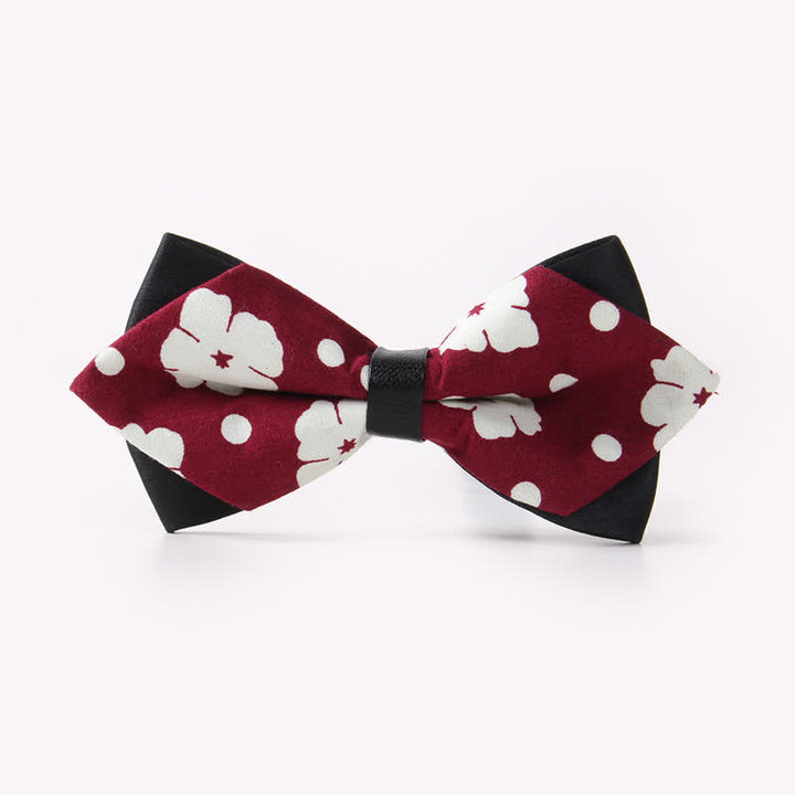 Men's Floral Double Layers Pointed Cotton Bow Tie - Style #8 - image 11