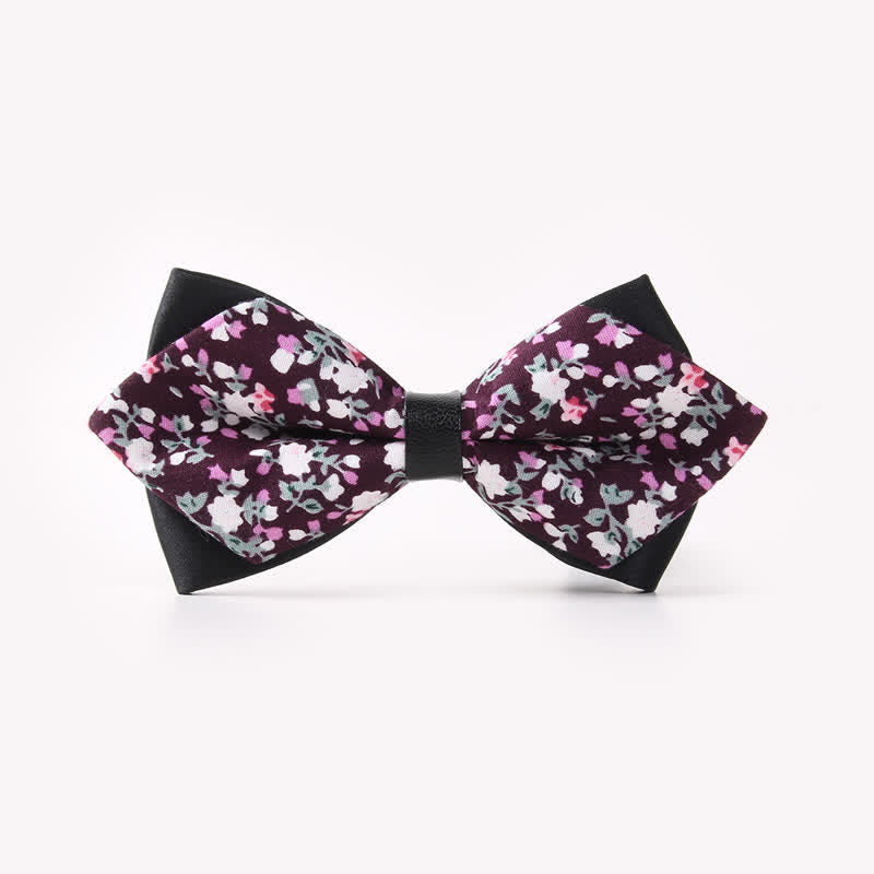 Men's Floral Double Layers Pointed Cotton Bow Tie - Style #5 - image 9