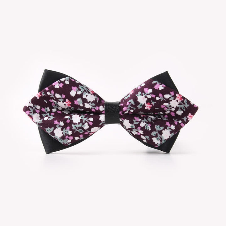 Men's Floral Double Layers Pointed Cotton Bow Tie - Style #5 - image 9