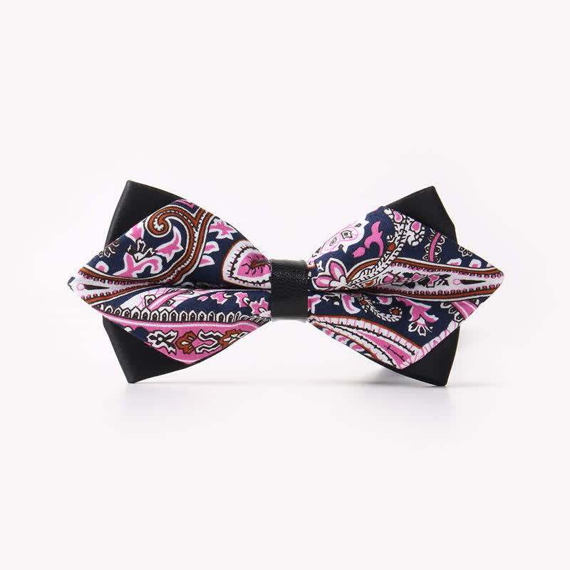 Men's Floral Double Layers Pointed Cotton Bow Tie - Style #3 - image 6