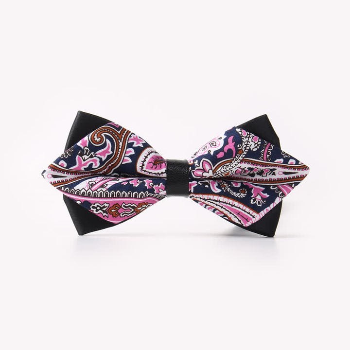 Men's Floral Double Layers Pointed Cotton Bow Tie - Style #3 - image 6
