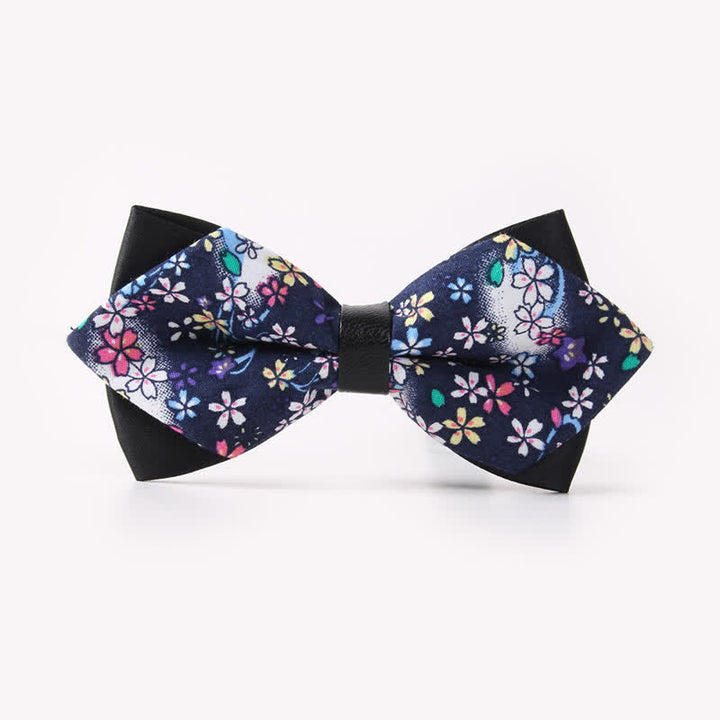 Men's Floral Double Layers Pointed Cotton Bow Tie - Style #9 - image 12