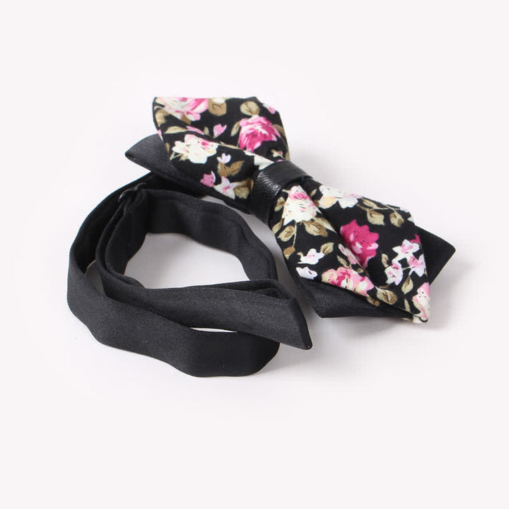 Men's Floral Double Layers Pointed Cotton Bow Tie - image 2