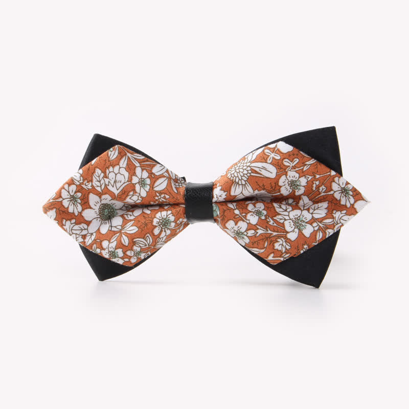 Men's Floral Double Layers Pointed Cotton Bow Tie - Style #14 - image 17