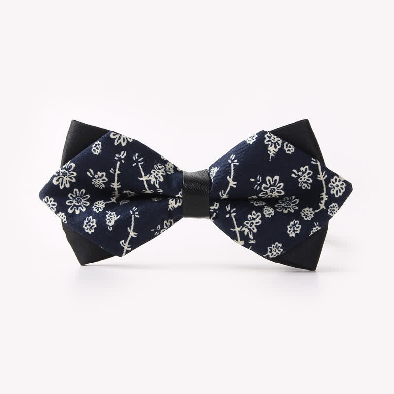 Men's Floral Double Layers Pointed Cotton Bow Tie - Style #6 - image 9