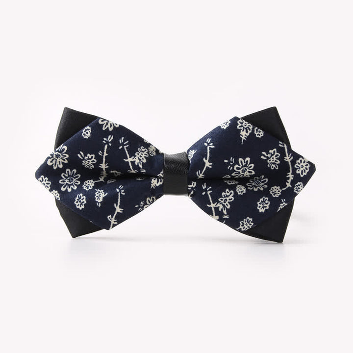 Men's Floral Double Layers Pointed Cotton Bow Tie - Style #6 - image 9