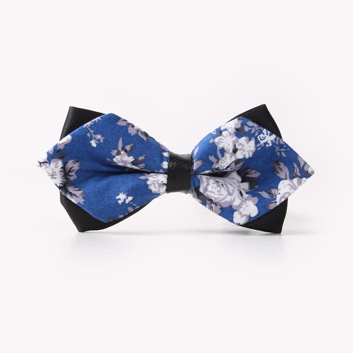 Men's Floral Double Layers Pointed Cotton Bow Tie - Style #13 - image 17