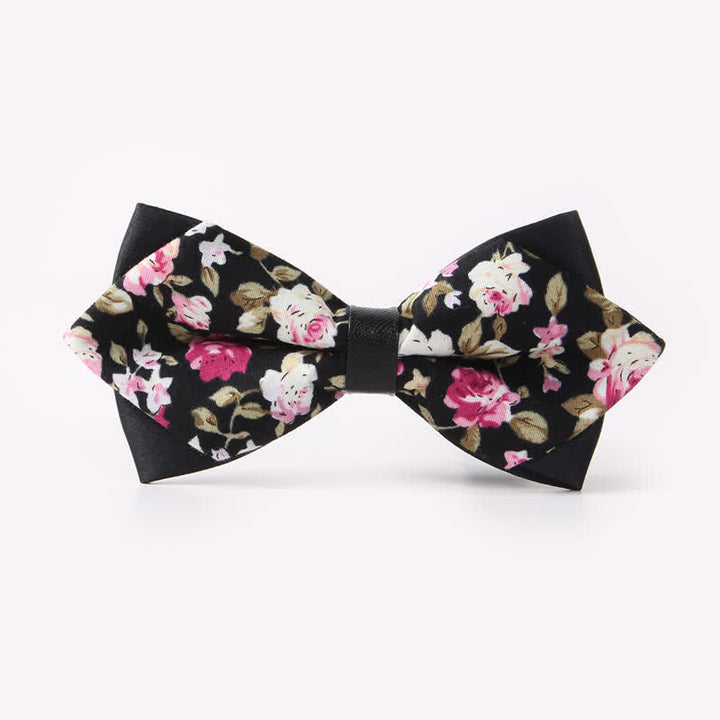 Men's Floral Double Layers Pointed Cotton Bow Tie - Style #1 - image 1