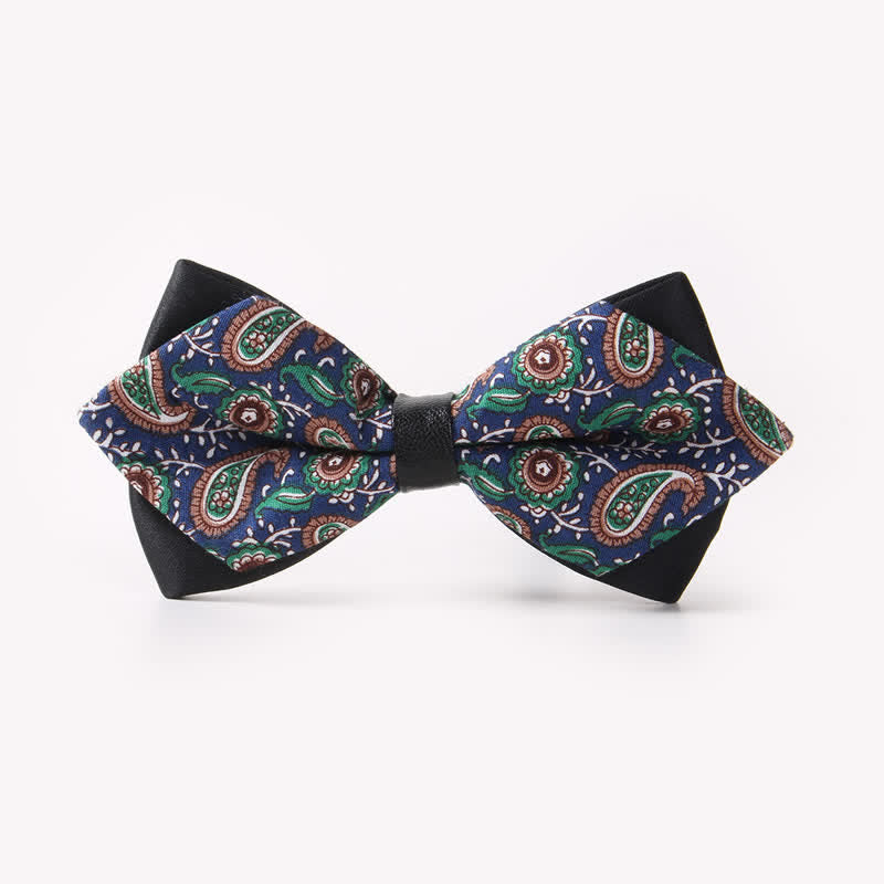 Men's Floral Double Layers Pointed Cotton Bow Tie - Style #19 - image 22