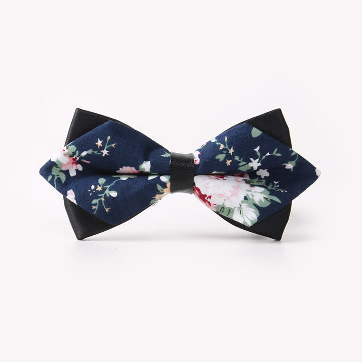 Men's Floral Double Layers Pointed Cotton Bow Tie - Style #28 - image 31
