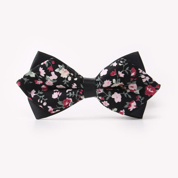 Men's Floral Double Layers Pointed Cotton Bow Tie - Style #27 - image 30