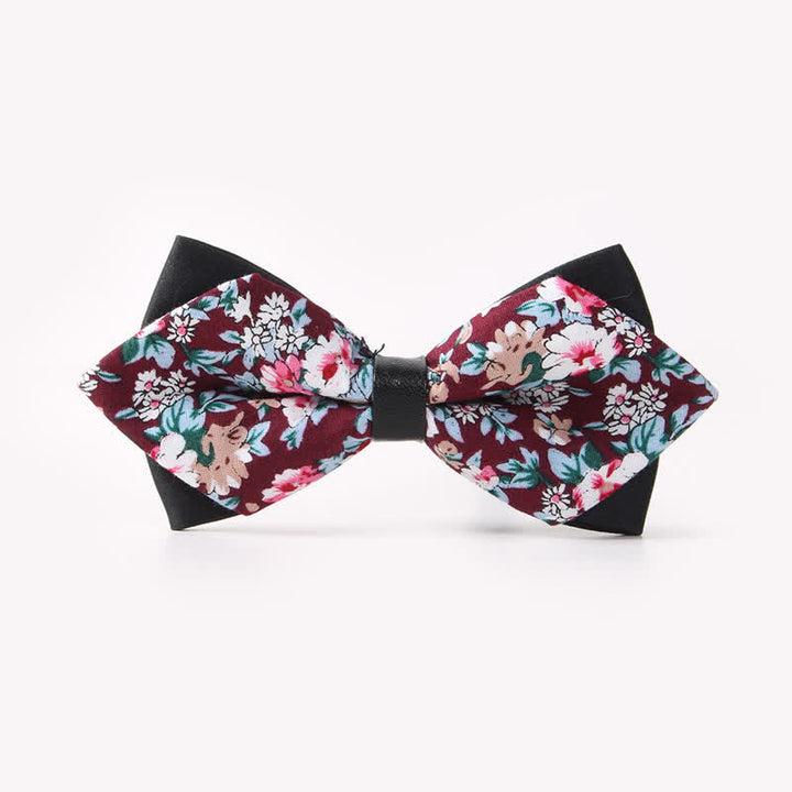 Men's Floral Double Layers Pointed Cotton Bow Tie - Style #17 - image 21
