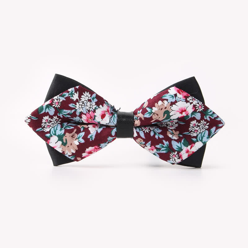 Men's Floral Double Layers Pointed Cotton Bow Tie - Style #17 - image 20