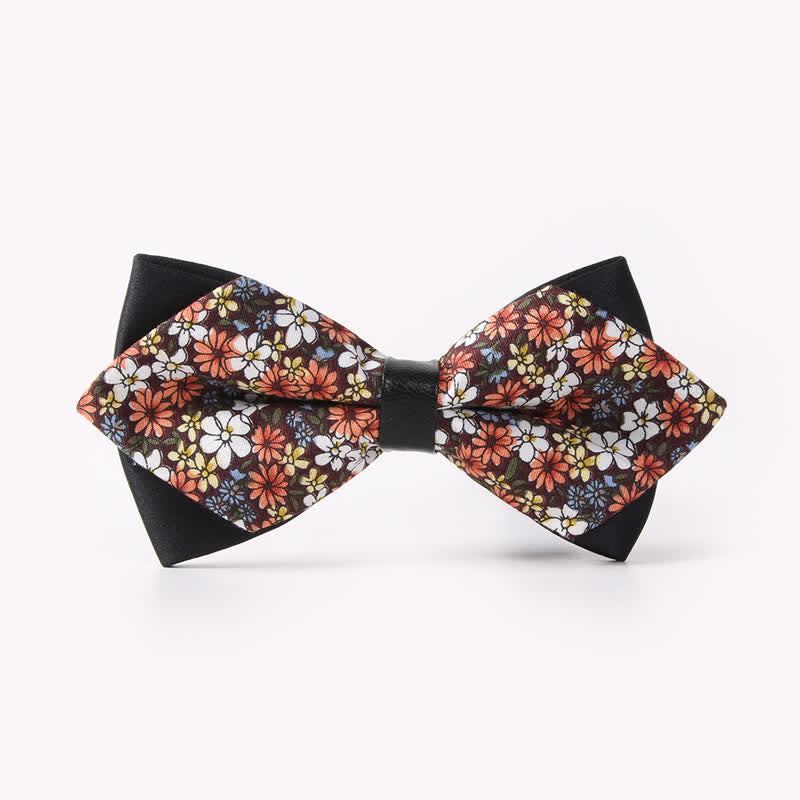 Men's Floral Double Layers Pointed Cotton Bow Tie - Style #22 - image 25