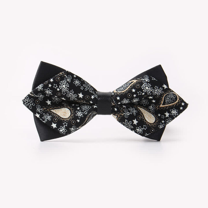 Men's Floral Double Layers Pointed Cotton Bow Tie - Style #25 - image 29