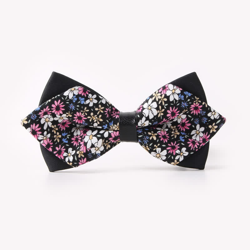 Men's Floral Double Layers Pointed Cotton Bow Tie - Style #21 - image 24