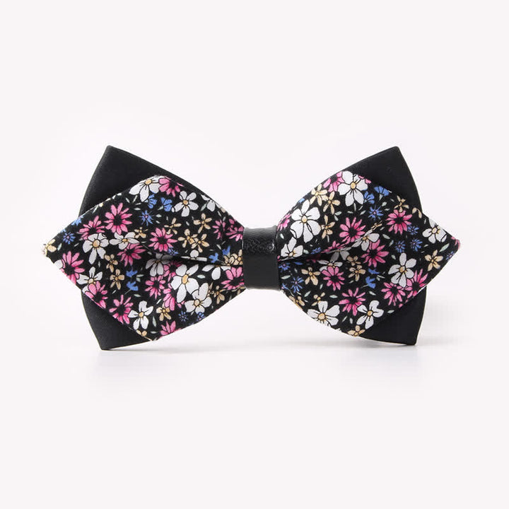 Men's Floral Double Layers Pointed Cotton Bow Tie - Style #21 - image 24