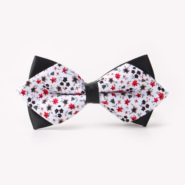 Men's Floral Double Layers Pointed Cotton Bow Tie - Style #18 - image 21