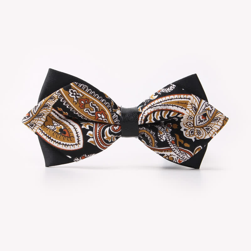Men's Floral Double Layers Pointed Cotton Bow Tie - Style #15 - image 18