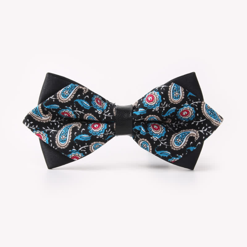 Men's Floral Double Layers Pointed Cotton Bow Tie - Style #20 - image 23