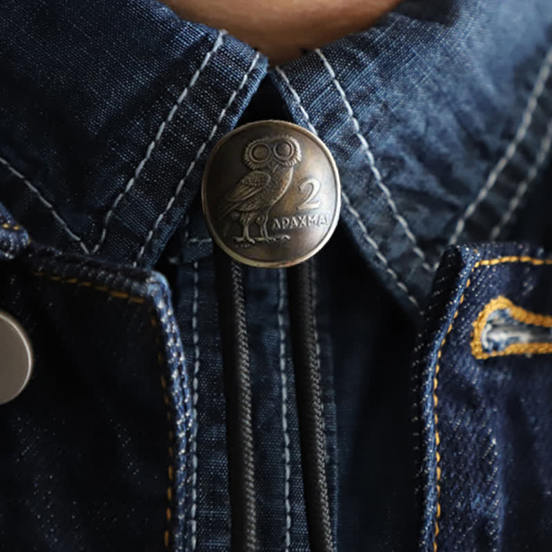 Night Owl Animal Bird Coin Bolo Tie - image 0