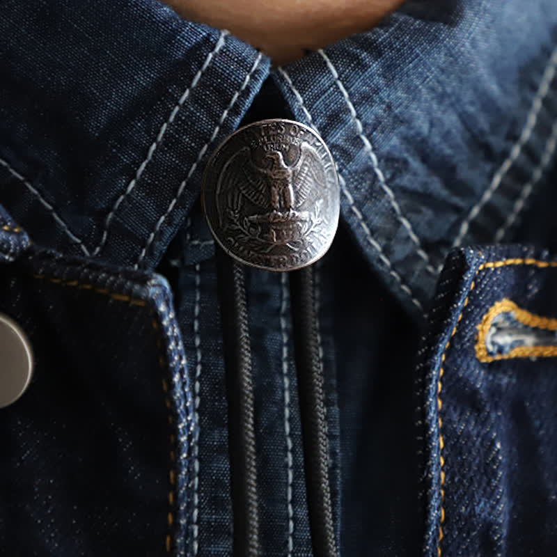 Splendid Flying Eagle Bird Coin Bolo Tie - image 0