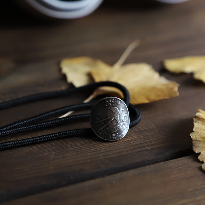 Swallow Scissor-Tail Bird Coin Bolo Tie - Rope - image 1