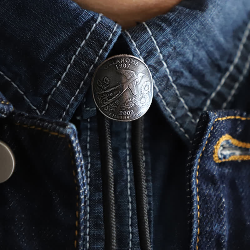 Swallow Scissor-Tail Bird Coin Bolo Tie - image 0