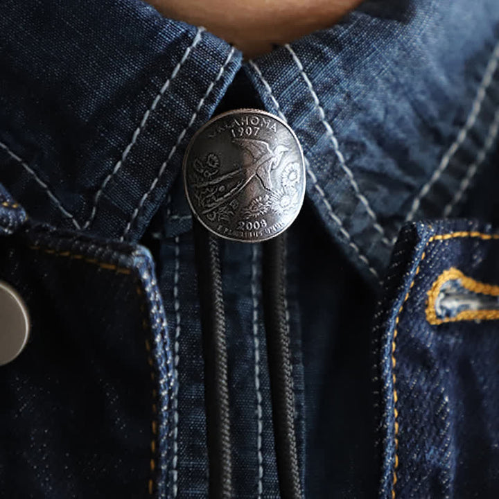 Swallow Scissor-Tail Bird Coin Bolo Tie - image 0