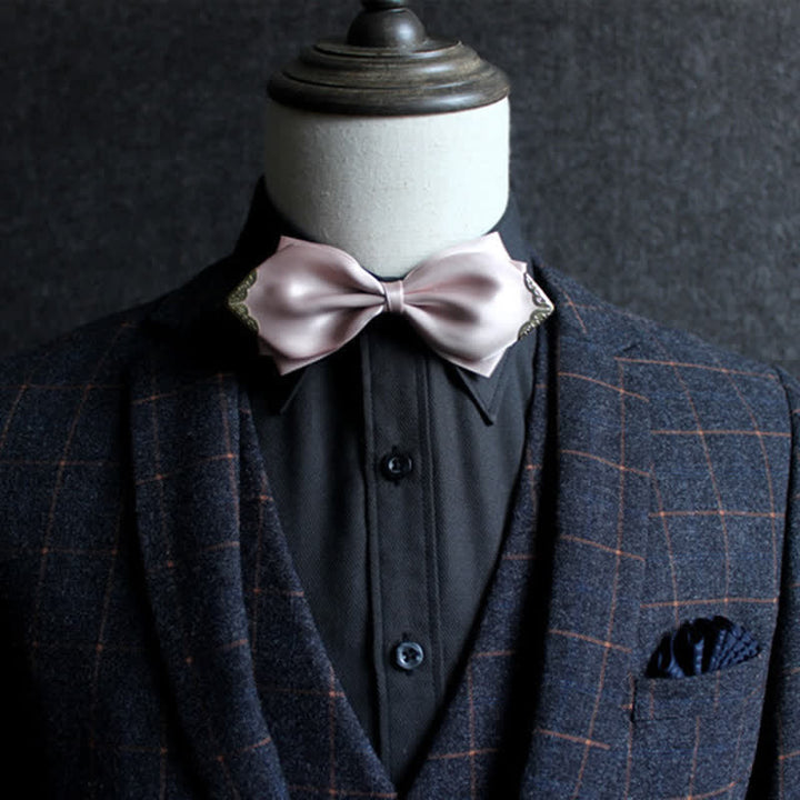Men's Classic Solid Color Golden Tipped Bow Tie - image 11